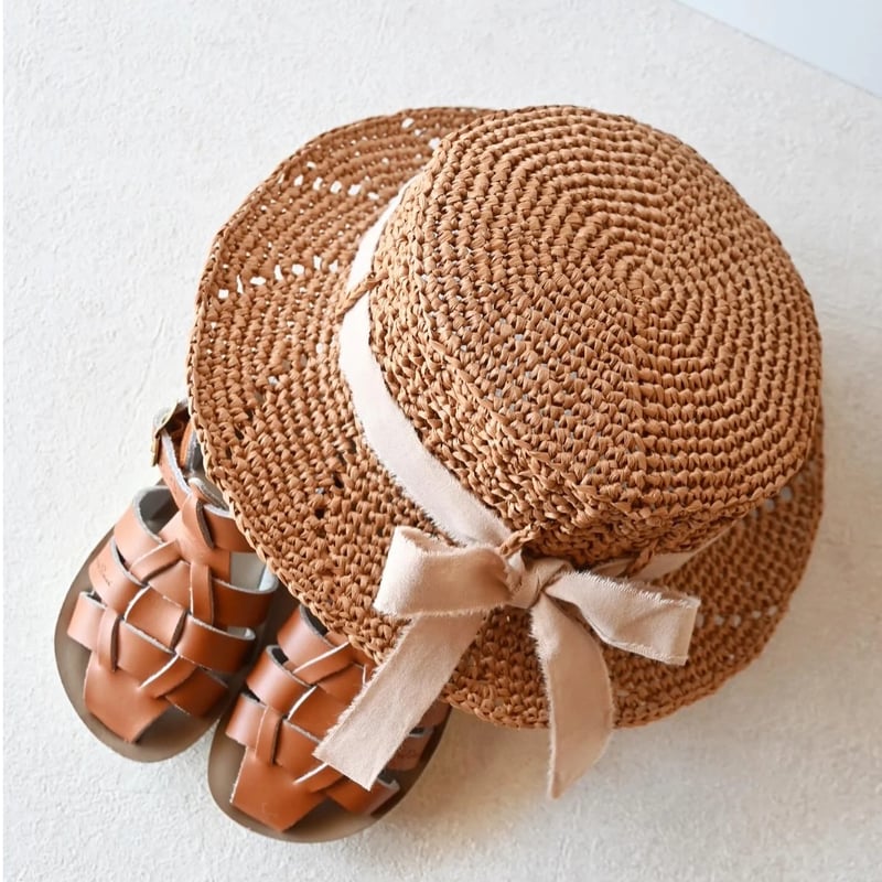 編み物キット〕斜め透かし編みの麦わら帽子【キッズ】 | coral