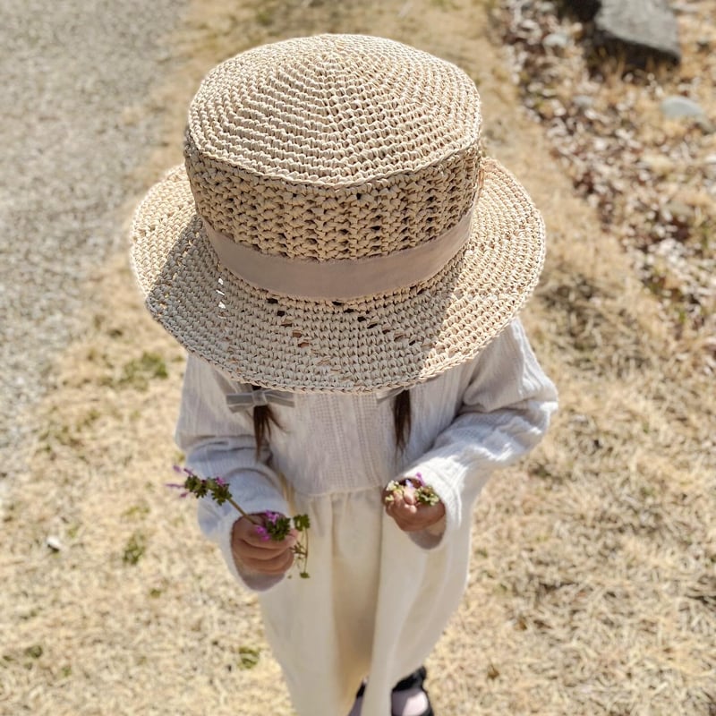 編み物キット〕斜め透かし編みの麦わら帽子【キッズ】 | coral