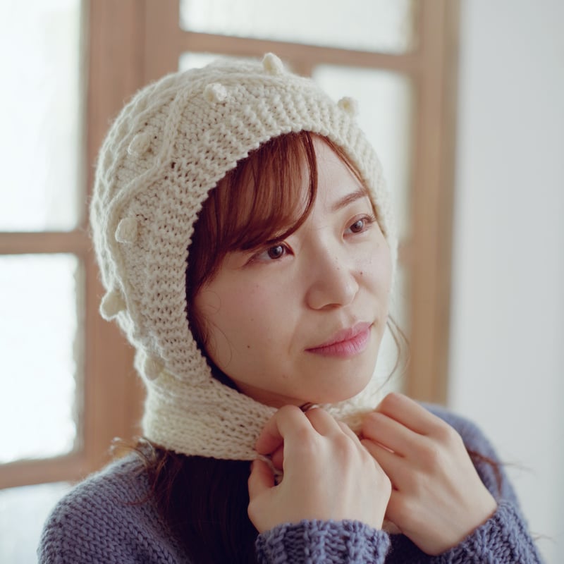 最終お値下げ　ユキフジサワ アランニット帽子　バラクラバ Story of [Aran Hand-knitted 2022] - YUKI FUJISAWA online store