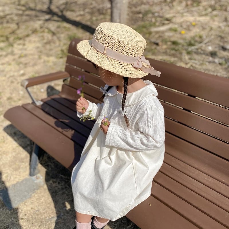 編み物キット〕斜め透かし編みの麦わら帽子【キッズ】 | coral