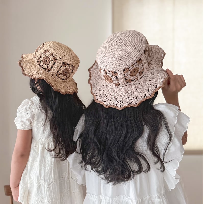 編み物キット〕アネモネモチーフの麦わら帽子【大人＆キッズ】 | coral