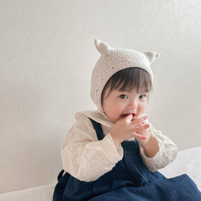 【ゆきんこ】猫耳ボンネット 編み物キット〕ねこ耳ボンネット | coral