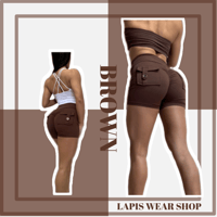 カップ付きヘソ魅せタンクトップブラウンカラー | LAPIS WEAR SHOP