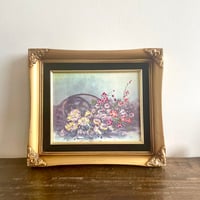 お花のアンティーク絵画と額縁のセット