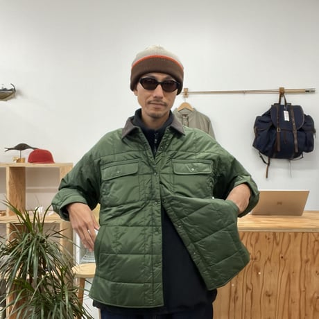 QUILTED PUFFY SHIRT (OLIVE)
