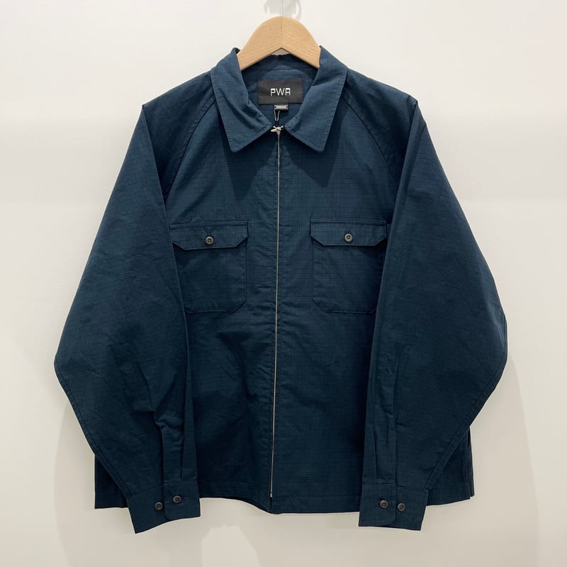 DRY ZIP-UP SWING SHIRT (NAVY CHECK) | plus2023. DRY ZIP-UP SWING SHIRT (NAVY CHECK) | plus2023.