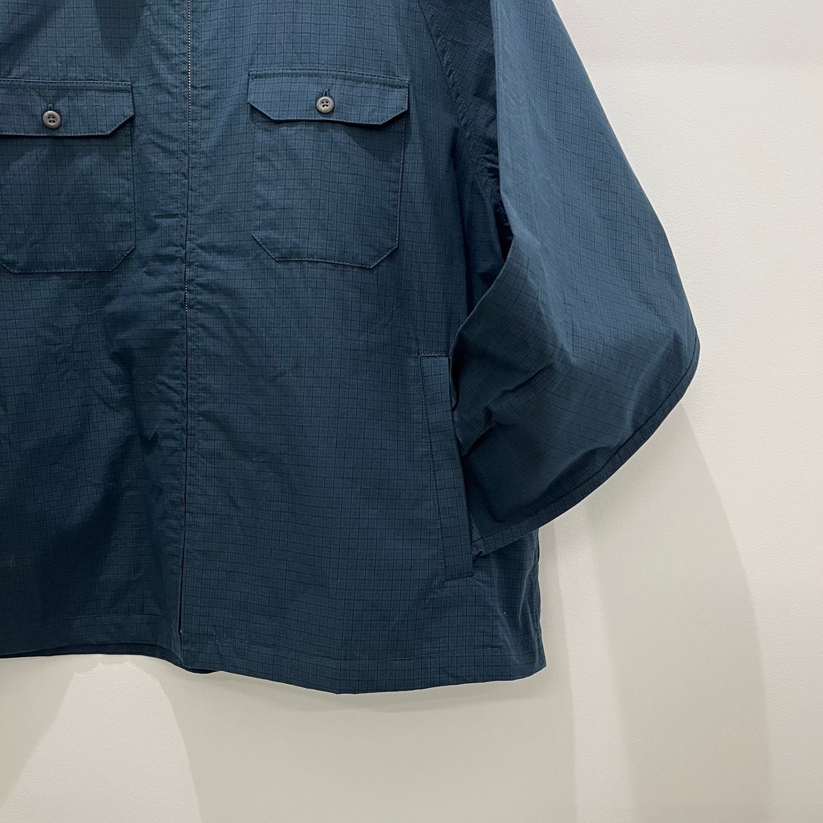 DRY ZIP-UP SWING SHIRT (NAVY CHECK) | plus2023. DRY ZIP-UP SWING SHIRT (NAVY CHECK) | plus2023.