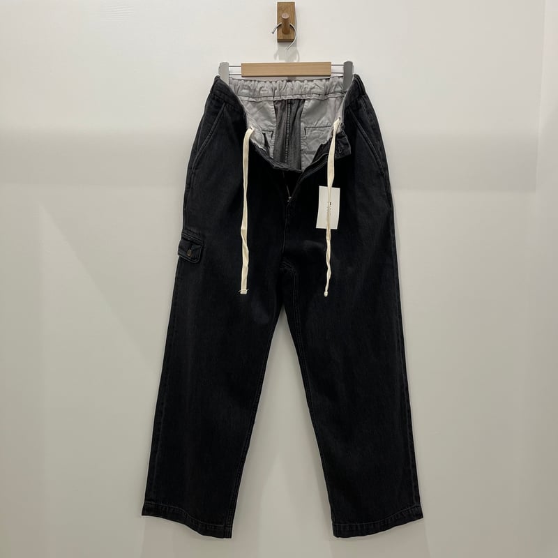 LINEN MIX DENIM TROUSERS (BLACK) | plus2023.shop
