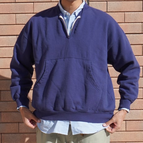 HALF-ZIP CREW SWEAT (D.BLUE)