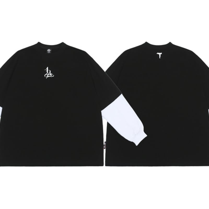 長袖 Tシャツ LA 重ね着 黒 白 メンズ ダンス レッスン着 ストリート