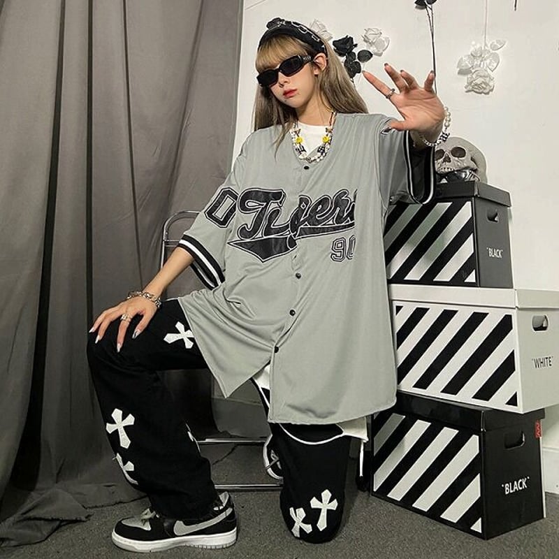 Supreme 半袖ボタンシャツ XL グレー　ベースボール ベースボール シャツ 野球 半袖 ボタン プリント ロゴトップス