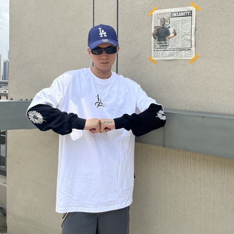 長袖 Tシャツ LA 重ね着 黒 白 メンズ ダンス レッスン着 ストリート hiphop 大量オーダー