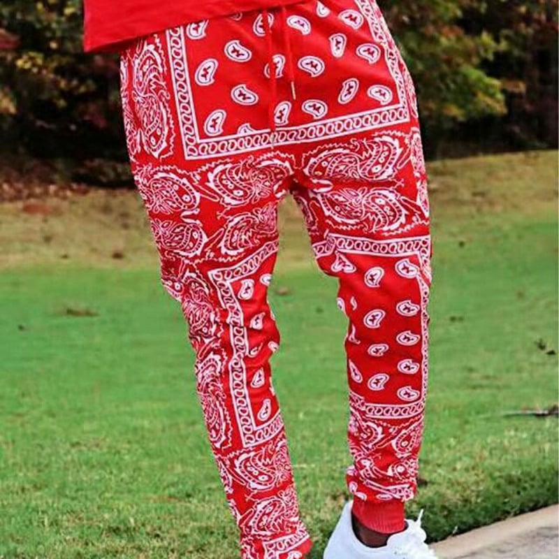 ペイズリー柄 バンダナ柄 バンダナ ジョガーパンツ ロングパンツ