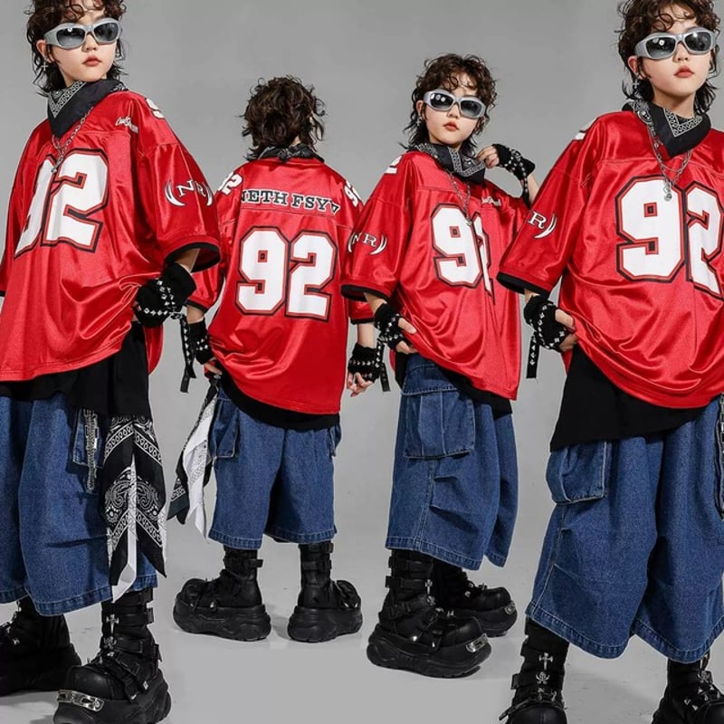 キッズ こども～大人サイズ ダンス衣装 韓流 韓国 フットボール シャツ