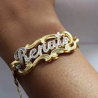 ストリート系 ごつめ ブレスレット 名前 ジュエリー ギフト 贈り物 プレゼント ゴールド  誕生日 お祝い ヒップホップ ストリート系 ダンス系