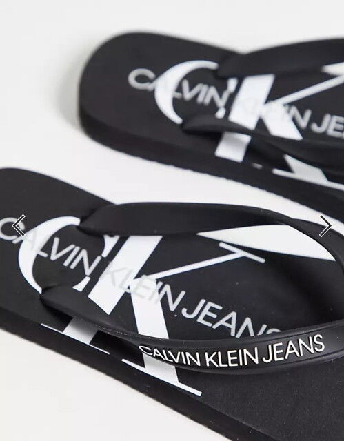 ASOS Calvin Klein Jeans カルバンクライン ロゴ 海外輸入 ビーサン ビーチサンダル 黒 23cm