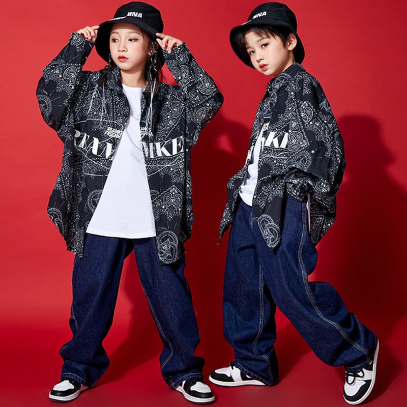 キッズ～大人サイズ 長袖 シャツ ペイズリー バンダナ柄 ワン 