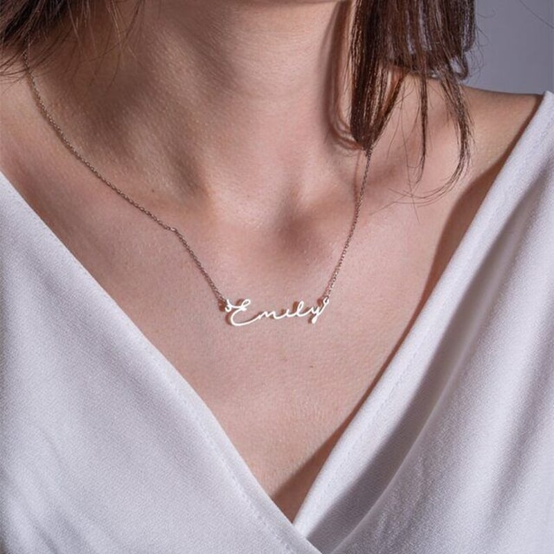 オリジナル ネックレス 手書き 名前が入れられる 筆記体 サイン ネーム