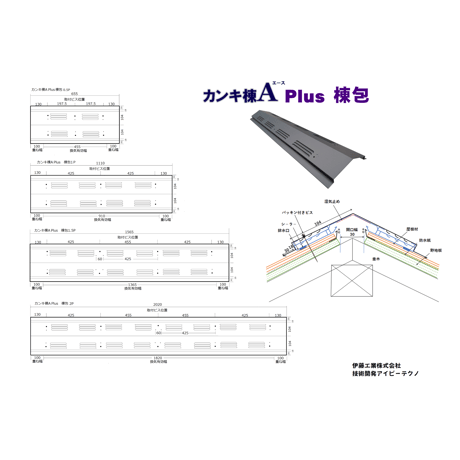 カンキ棟A Plus 棟包2P(1820)ZAM鋼板/ガルバニウム鋼板1セット入れ