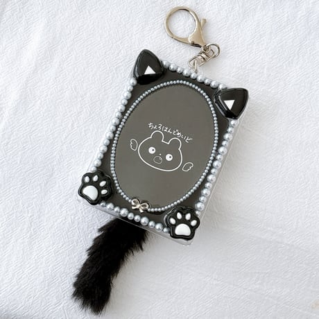 黒猫しっぽふりふりケース、B8サイズキーホルダーあり