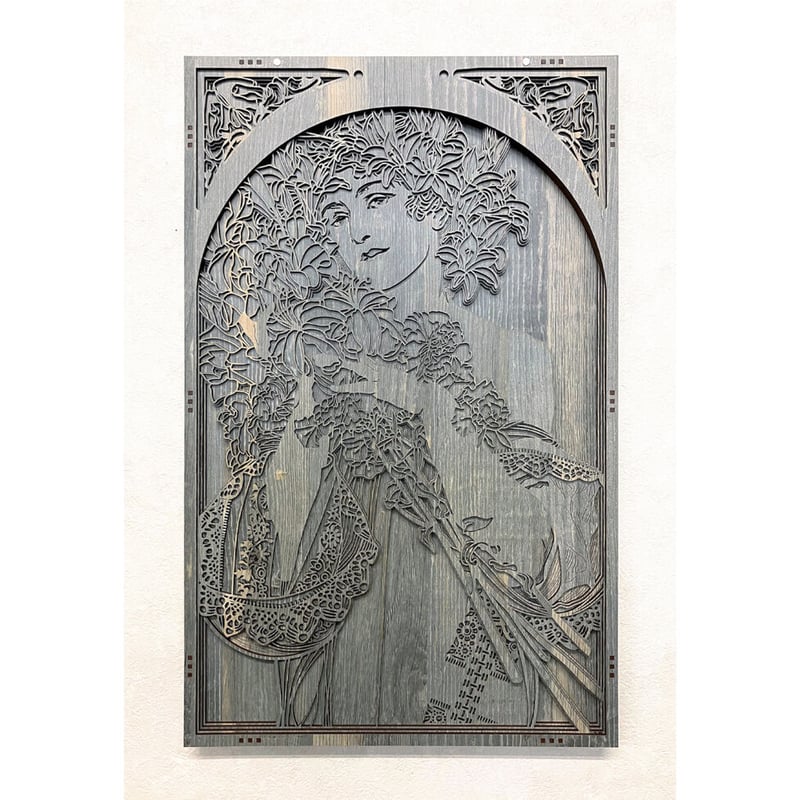 アルフォンス・ミュシャ、花と羽根を飾ったインディアンの女 アルフォンス・ミュシャ、花と羽根を飾ったインディアンの女