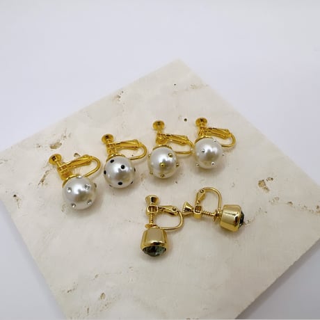 palette earring Pearl SET 【グレー】