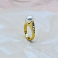 sunrise ring  clear stone simplePearl 【Fujiko collection】