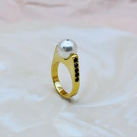 sunrise  ring  black stone decorationpearl   【Fujiko collection】