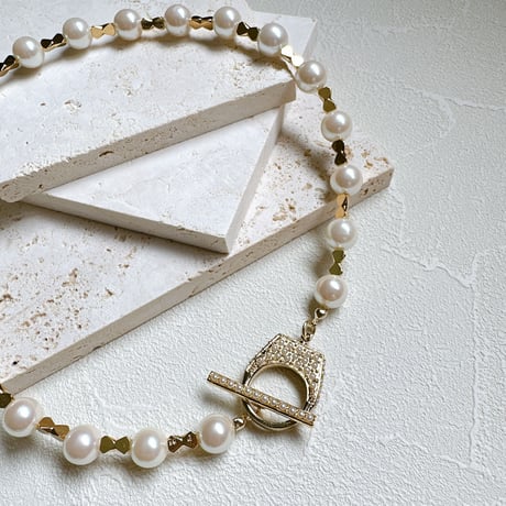 Pearl necklace Ribbon【Fujiko DRESS MANTELL】