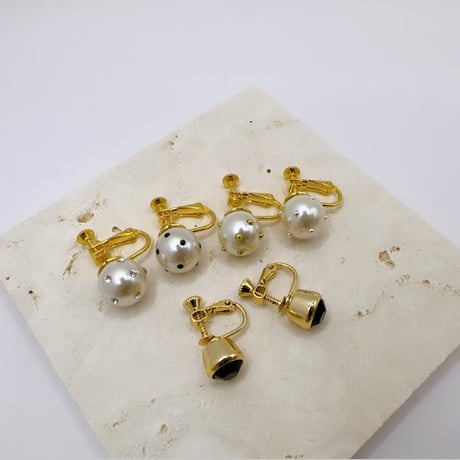 palette earring Pearl SET 【ブラック】