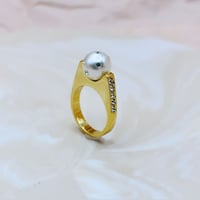 sunrise  ring   clear stone decorationpearl【Fujiko collection】
