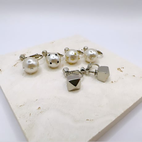 studs cube  earring  Pearl SET【スタッズキューブ】