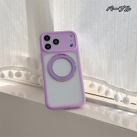 EASONCASE 360°スタンド付く iphone17/17pro ケース 半 透明 スマホケース iphone17promax/16promax ケース 夏 っ ぽい R479