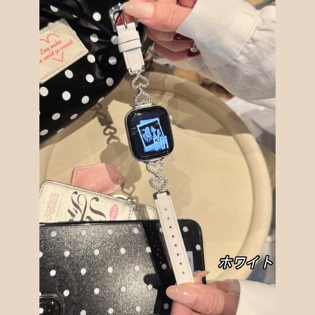 apple watch バンド レザー アップル ウォッチ バンド ライン ストーン ハート R440