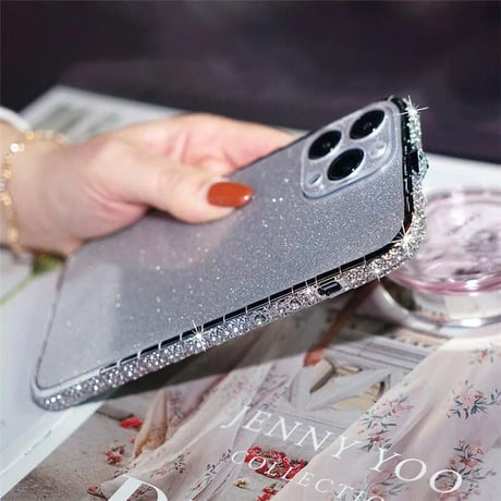 iphoneケース バンパー ケース iphoneケース キラキラ スマホ ケース ライン ストーン R086