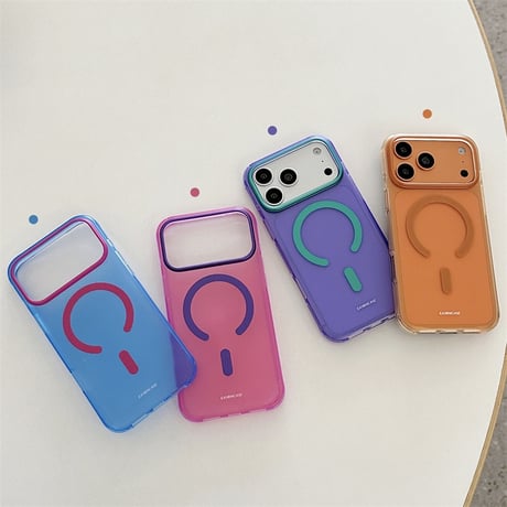 EASONCASE 【magsafe対応】iphone17/17pro ケース カラフル iphone16pro/16promax ケース 半透明 衝撃に強い R445