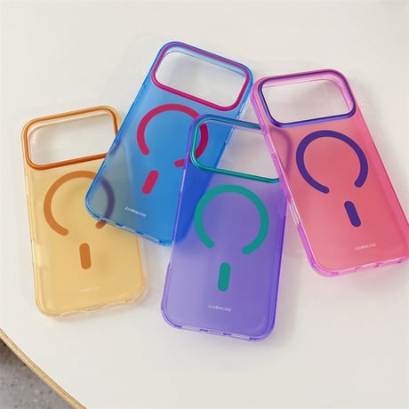 EASONCASE 【magsafe対応】iphone17/17pro ケース カラフル iphone16pro/16promax ケース 半透明 衝撃に強い R445