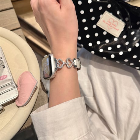apple watch バンド レザー アップル ウォッチ バンド ライン ストーン ハート R440