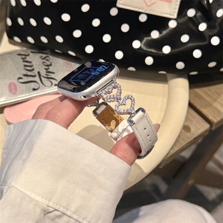 apple watch バンド レザー アップル ウォッチ バンド ライン ストーン ハート R440