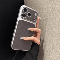 iPhone17/16 ケース ライチ紋 レザー調 iphone ケース バイカラー R446
