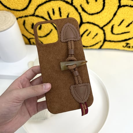 ハンドメイド iphone16 ケース 韓国 風 コーデュロイ iphone ケース 布生地 R272