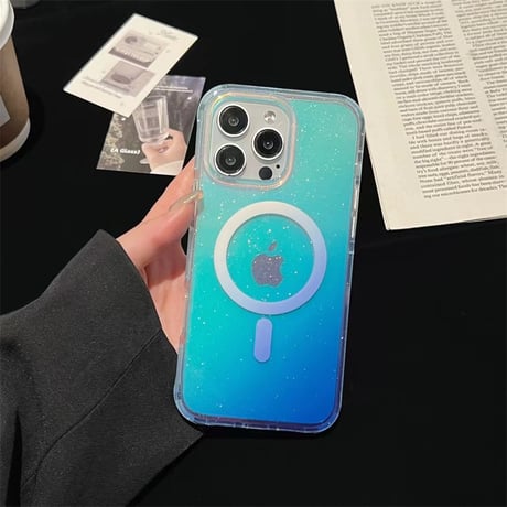 キラキラ iphone16 ケース グリッター入り iphone16plus magsafe ケース カラフル R241