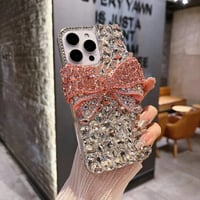 iphone17/17pro ケース リボン 付き スマホケース ライン ストーン iphone16plus/15plus ケース キラキラ おしゃれ R467