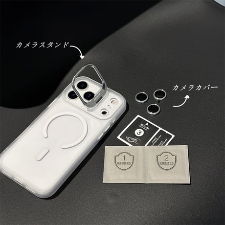 iphone17/17air ケース magsafe 対応 クリア スマホケース カメラリング 付き iphone16/15 ケース 隠れスタンド R209