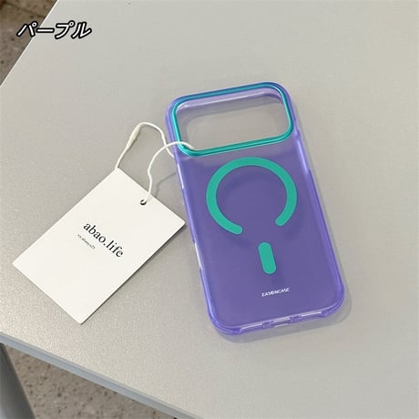 EASONCASE 【magsafe対応】iphone17/17pro ケース カラフル iphone16pro/16promax ケース 半透明 衝撃に強い R445