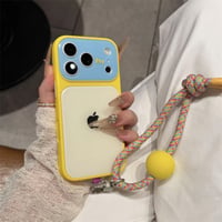 iphone17/17pro ケース バイカラー iphone16/15/14 ケース 女子 人気 スマホケース ストラップ 付き R466