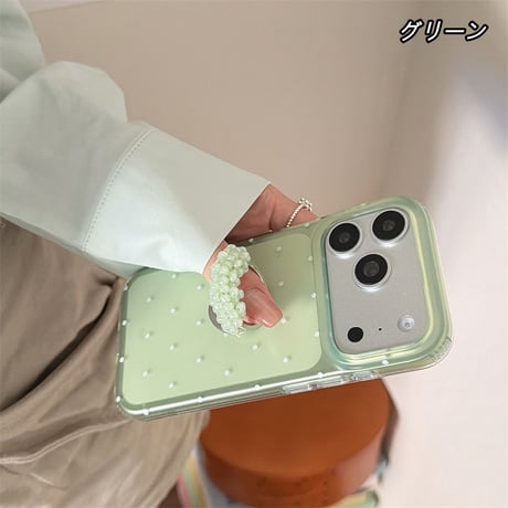 iphone17 ケース ドット 柄 iphone17pro/16pro/15 ケース グリップ付き 流行り 可愛い スマホケース 韓国 R458