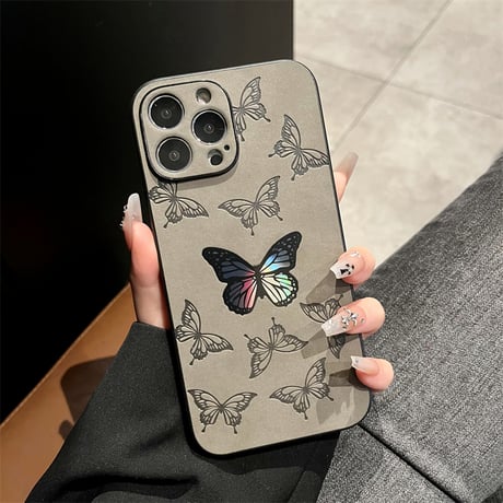 バタフライ iphoneケース iphone15 ケース レーザー 変色 可愛い R149