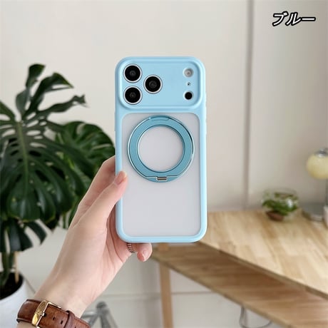 EASONCASE 360°スタンド付く iphone17/17pro ケース 半 透明 スマホケース iphone17promax/16promax ケース 夏 っ ぽい R479