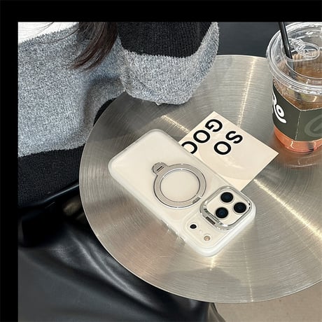 EASONCASE ダブルスタンド付き iphone17/17pro ケース magsafe スマホケース クリア iphone16/15/14 ケース R424